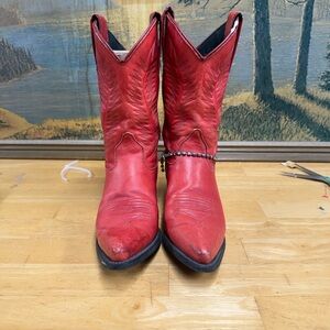 Capezio, style L523, Red Leather Cowboy Boots, ankle chain, size 6M
